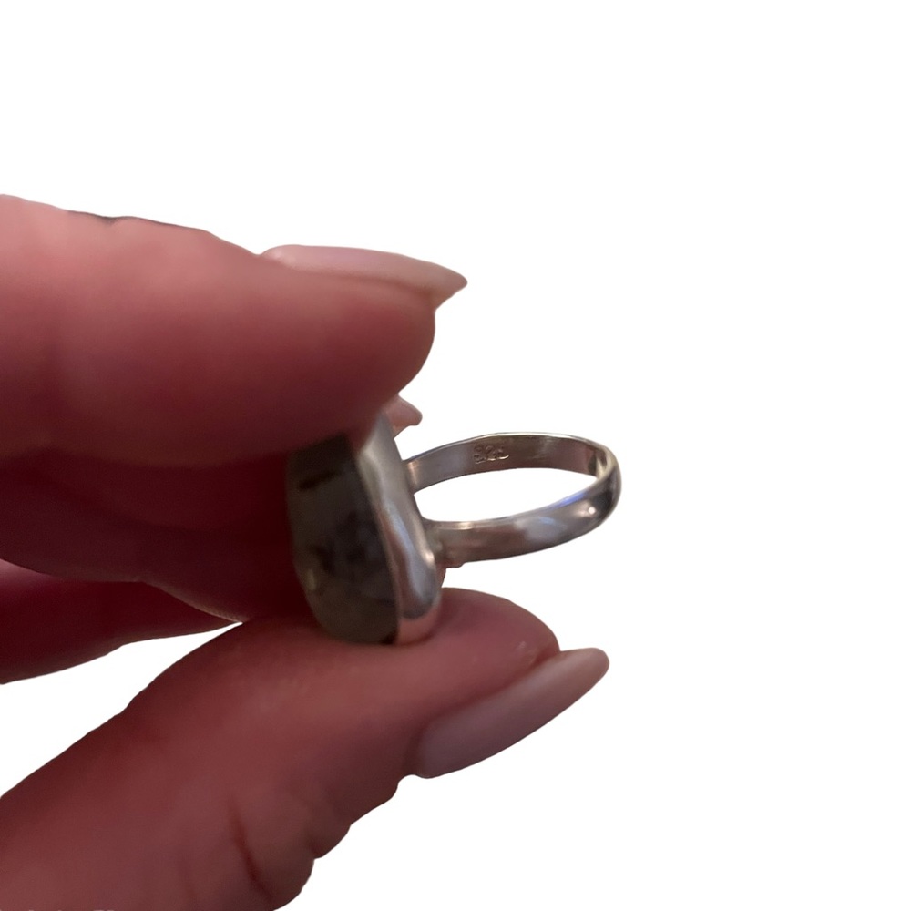 Prehnite Moss Solid Sterling Silver Ring Size 8 - image 4